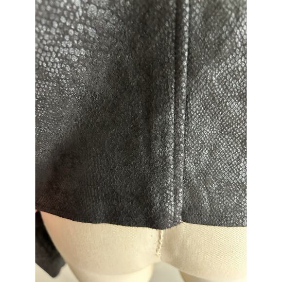 SKIES ARE BLUE Black Faux Suede Snakeskin Print Open Front Jacket XL Moto Zipper - Picture 10 of 16